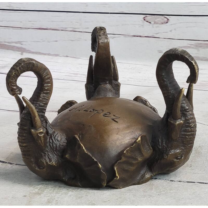 Bronze Metal Elephant Candy Dish Ashtray Original Art Sculpture Decor