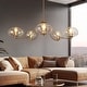 preview thumbnail 1 of 12, Modern Glam Gold 5-Light Wheel Chandelier Globe Colored Glass Lighting for Dining Living Room - W41.5" x H12"