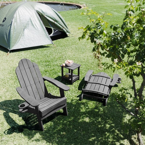 Folding Plastic Outdoor Patio Adirondack Chairs With Cup Holder