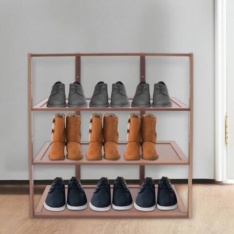 Bamboo 4 Tier Shoe Rack Wooden Entryway Organizer Stand Storage Shelf - 20.47x9.6x21.65inch