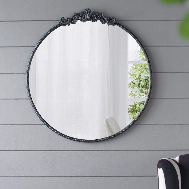 Round Wall Mounted Mirror with Metal Frame