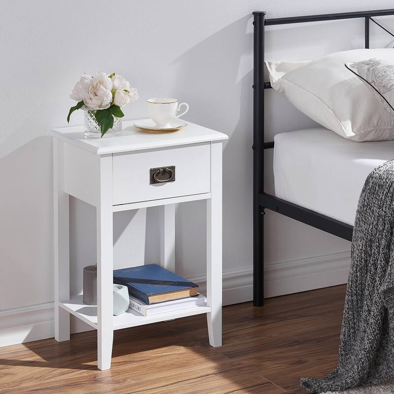 Javlergo Wooden Nightstand Bedside, Set of 2, Small End Tables with Drawer for Bedroom, Living Room, Office Room