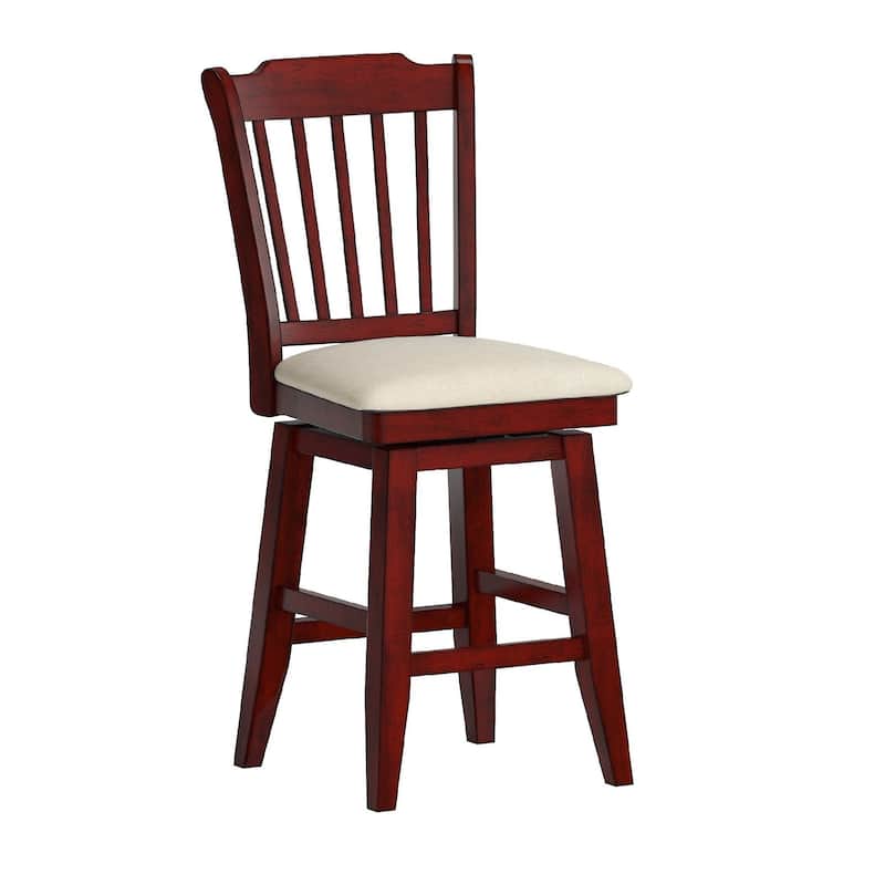 Eleanor Slat Back Wood Swivel Stool by iNSPIRE Q Classic - Counter Height - Antique Berry Red
