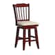 Eleanor Slat Back Wood Swivel Stool by iNSPIRE Q Classic - Antique Berry Red - Counter height