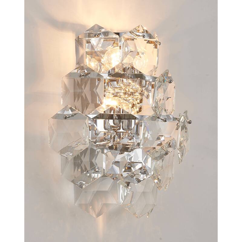 3Light Chrome Stainless Steel Wall Sconce With Crystals Bed Bath