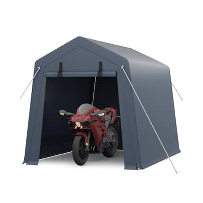 6x8 FT Portable Outdoor Storage Shed with 2 Roll-Up Zipper Doors & Vents, 240G Heavy-Duty Shelter Waterproof PE Tarp