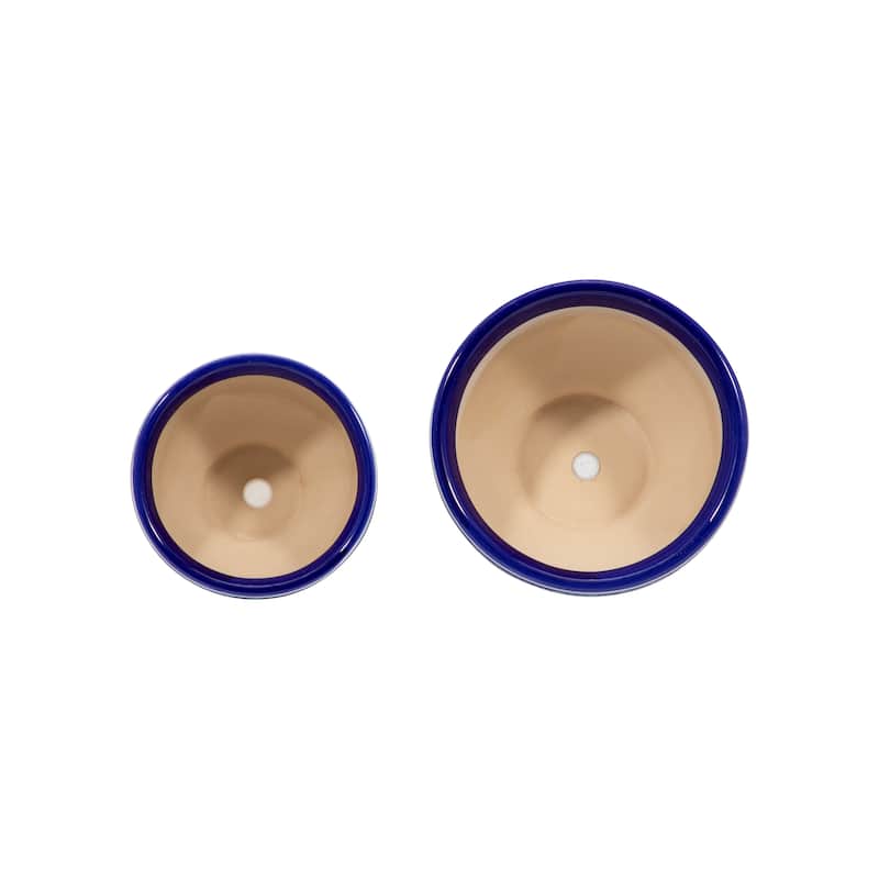 Decorative Stoneware Planters with Timeless Garden Design (Set of 2)