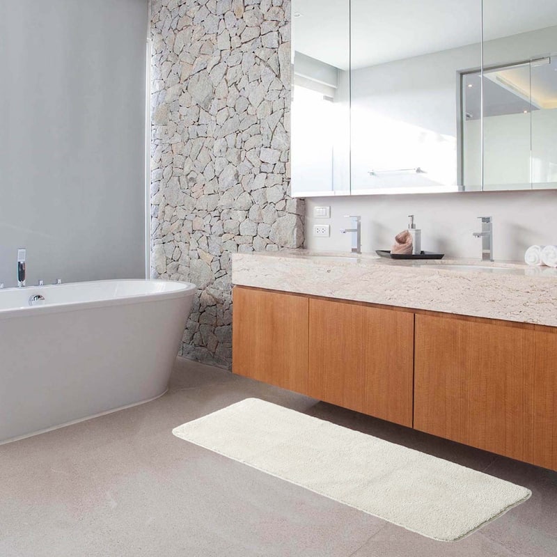 Microfiber Polyester Double Sink Bath Mat Runner - 48"L x 20"W