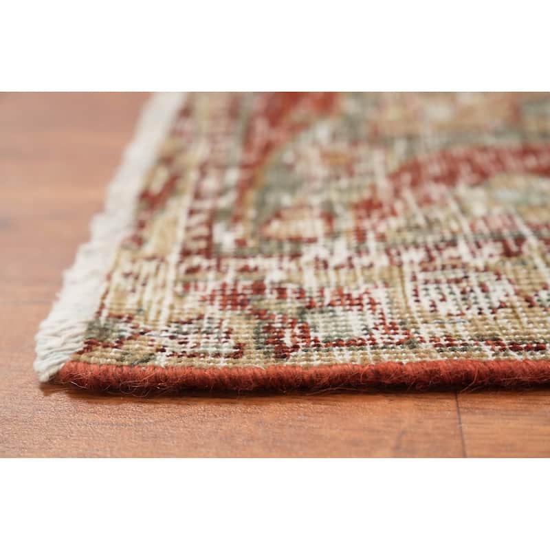 Hand Knotted Oriental 100% Wool Carpet Traditional Floral Oranges & Rust Sarouk Area Rug - 11' 7'' X 8' 9''
