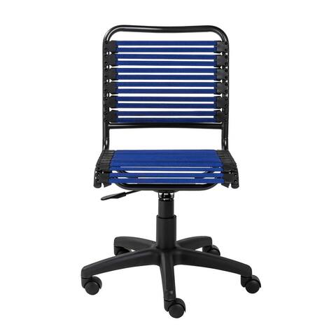 HomeRoots 18.12" X 24" X 37.21" Blue Flat Bungie Cords Low Back Office Chair with Graphite Black Frame and Base