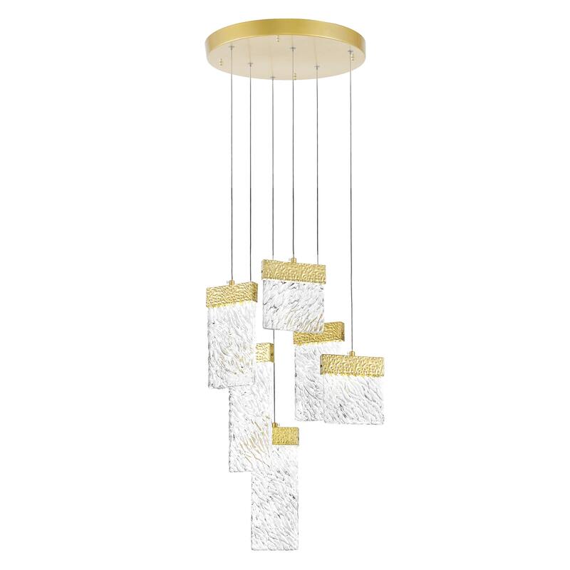 Carolina LED Chandelier With Gold Leaf Finish - Gold Leaf - Gold Leaf