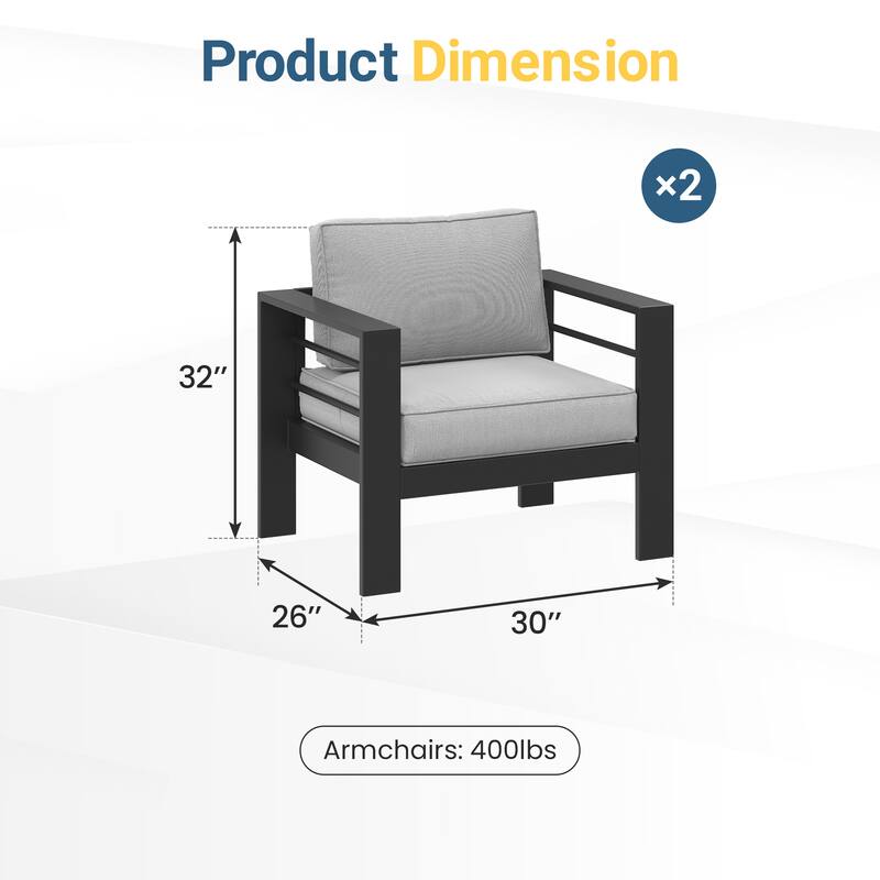 All-weather Outdoor Single Sofa for Balcony, Garden, Deck, Backyard