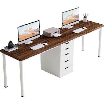 78.7-Inch Double Workspace Desk with 5 Storage Drawers and Metal Frame for Home or Office Use