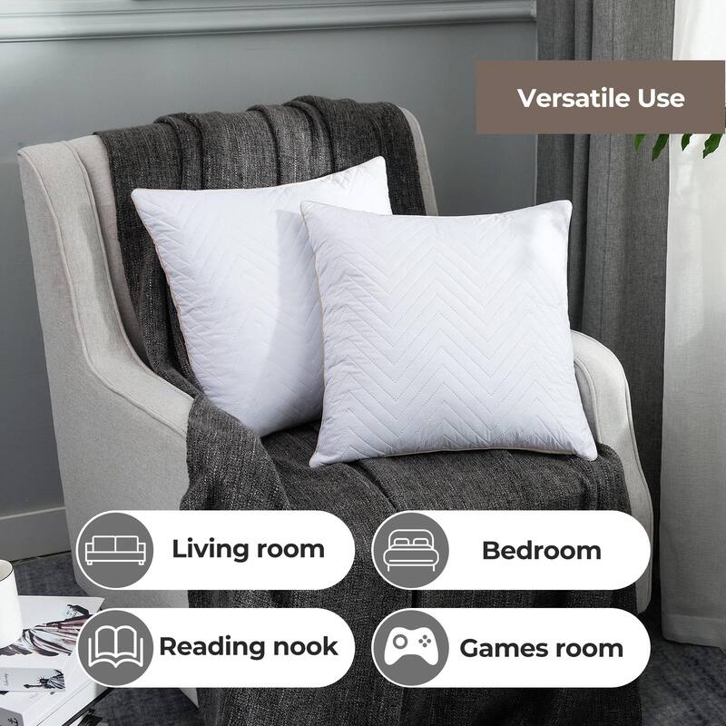 Set of 2 Decorative Throw Pillow Insert Quilting, Sofa Pillow Insert