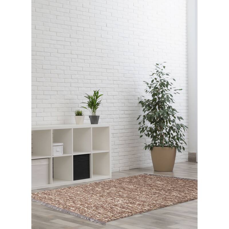 ECARPETGALLERY Braid weave Sienna Dark Brown Wool Rug - 4'11 x 7'6