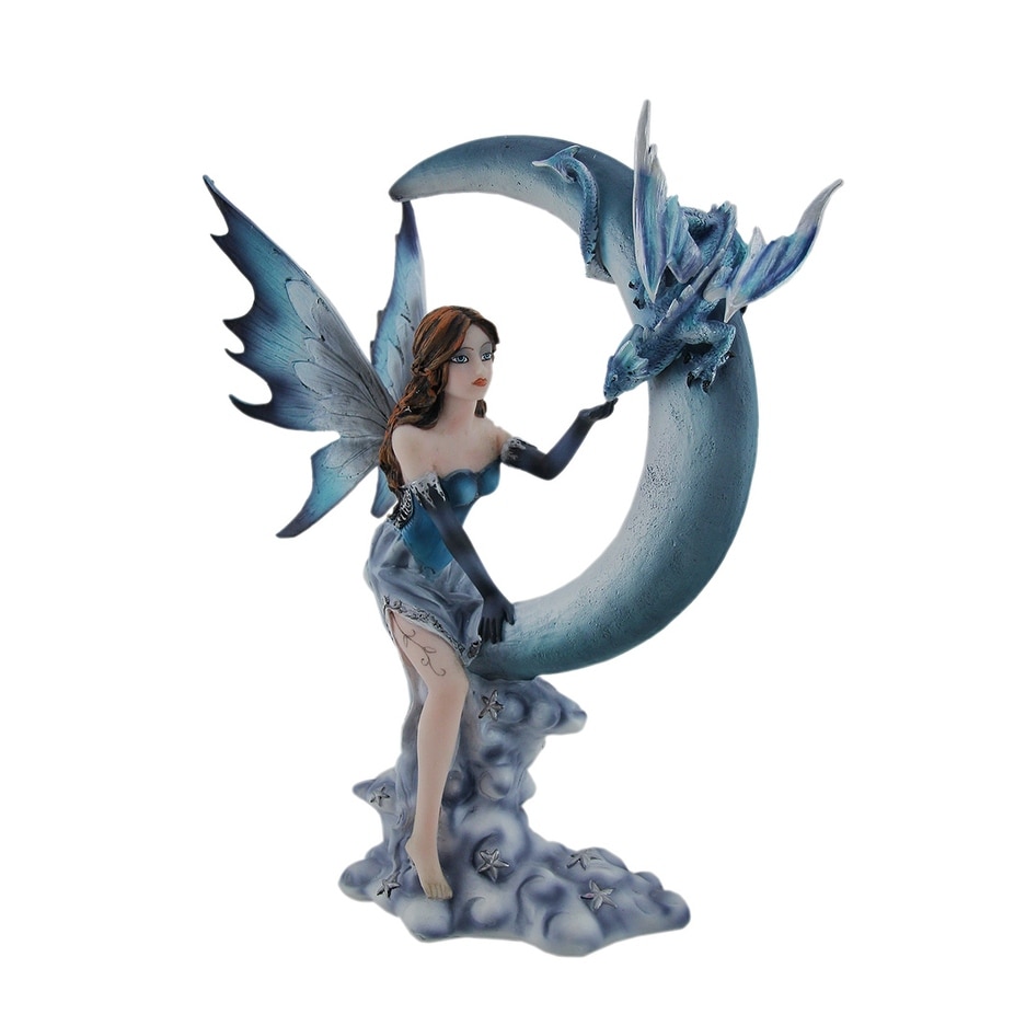 Blue Fairy And Baby Dragon On Crescent Moon Statue Light Blue Overstock 17654895 I do not own or claim any photo's music just sharing beautiful artwork and great music. blue fairy and baby dragon on crescent moon statue light blue