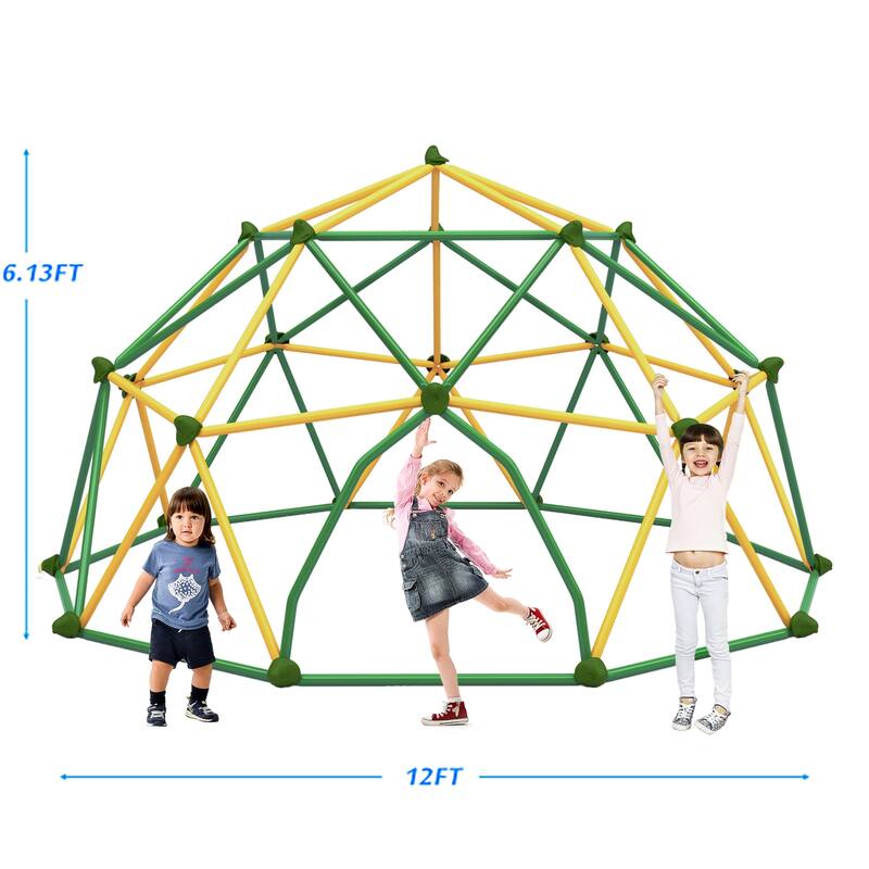 12ft Geometric Dome Climber Play Center, Kids Climbing Dome Tower, Rust & UV Resistant Steel Supporting 1000 LBS
