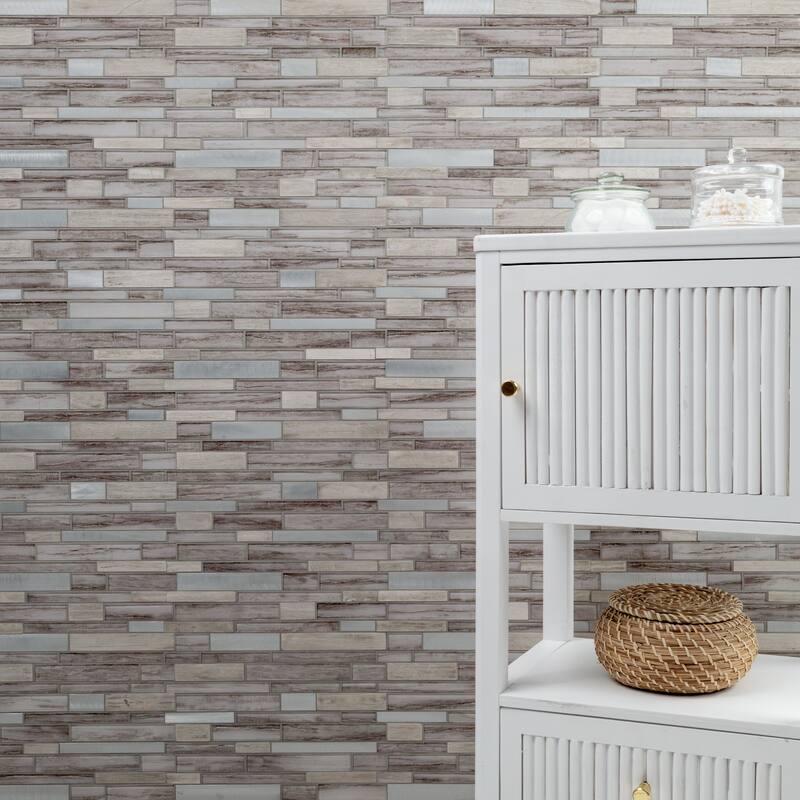 Ackland AKM-SGM-12X12ILX-CA 12" x 12" Glass and Metal and Stone Linear