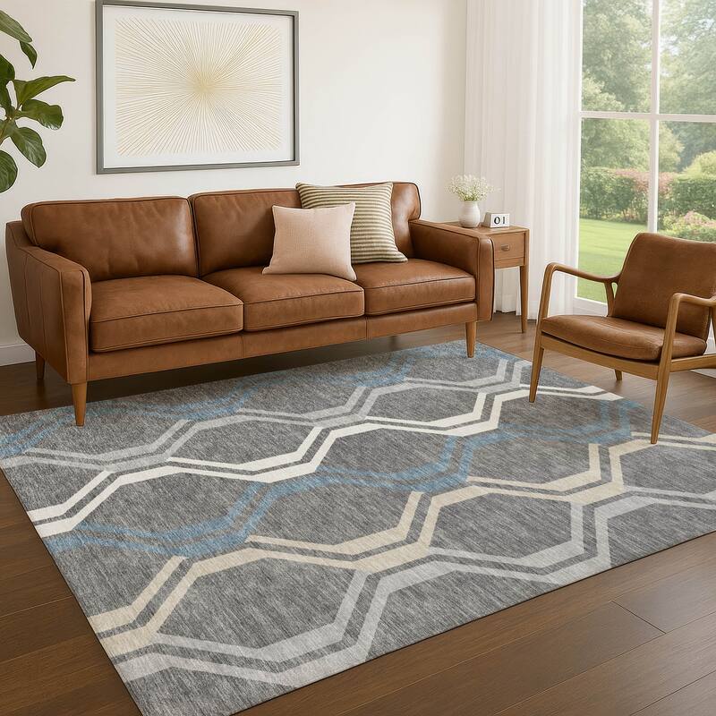 Machine Washable Indoor/ Outdoor Contemporary Dimensions Chantille Rug