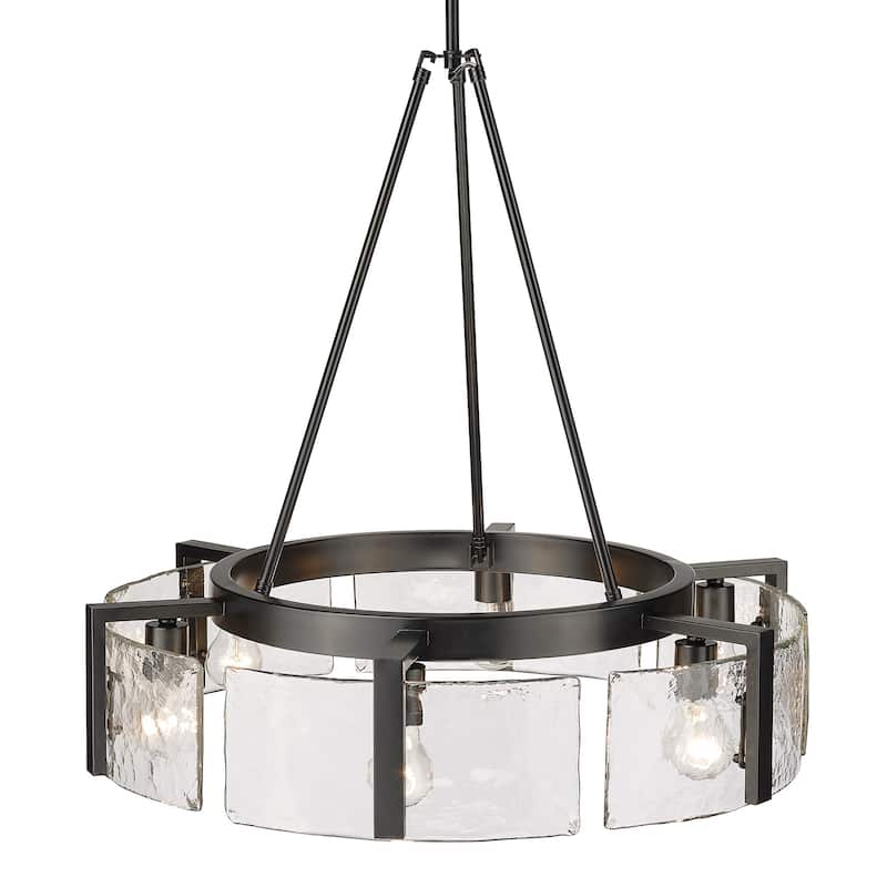 Golden Lighting 3164-6 HWG Aenon 6 Light 28" Wide Drum Chandelier