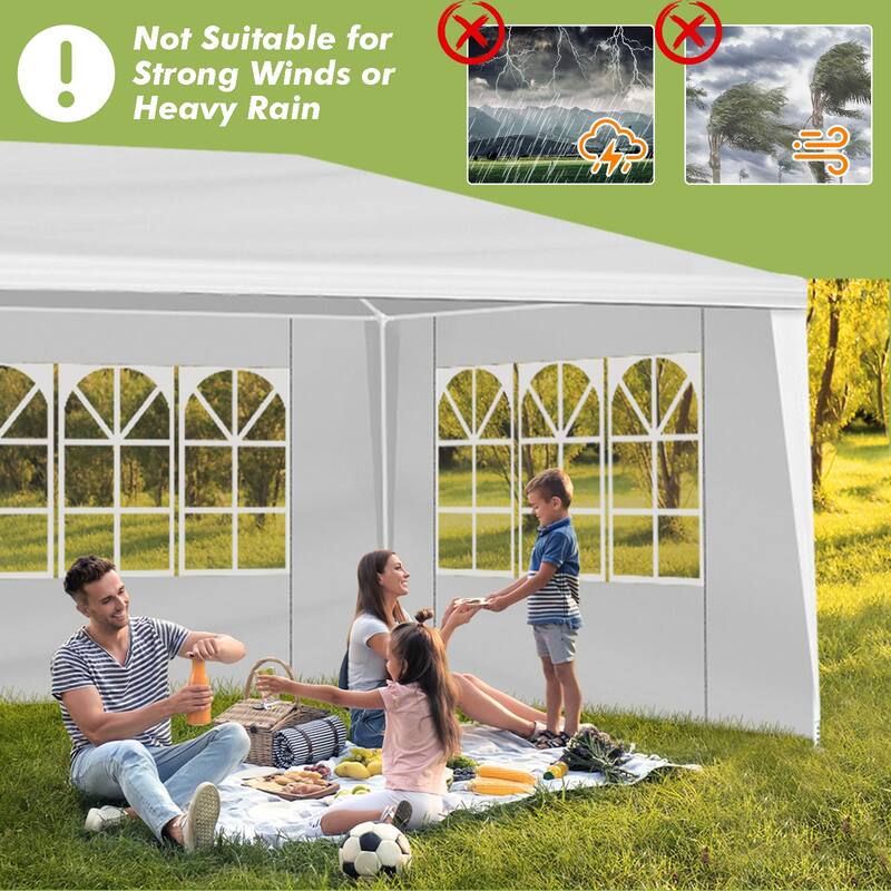10 ft. x 20 ft. White Pop Up Canopy Tent with 6 Removable Sidewalls Portable Gazebo Wedding Tents for Parties BBQ Events