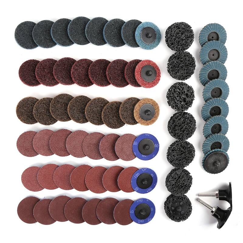 65 Pcs 2" Sanding Discs Nylon Roll Lock Surface Coarse Medium Fine Grit