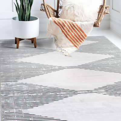 World Rug Gallery Contemporary Geometric Stripes Machine Washable Area Rug
