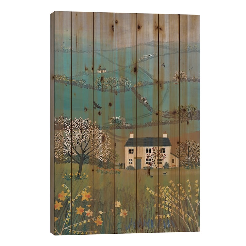 Across Spring Hills Print On Wood by Jo Grundy - Multi-Color - 26x18x1.5