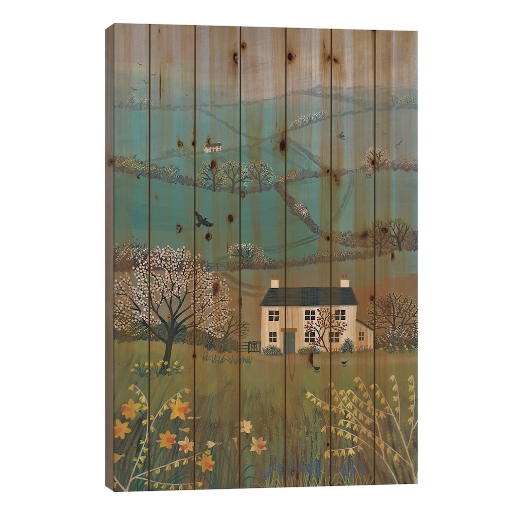 Across Spring Hills Print On Wood by Jo Grundy - Multi-Color