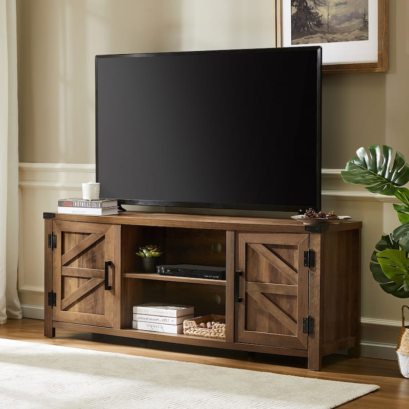 Farmhouse Barndoor TV Stand Entertainment Center for TVs up to 70-inch
