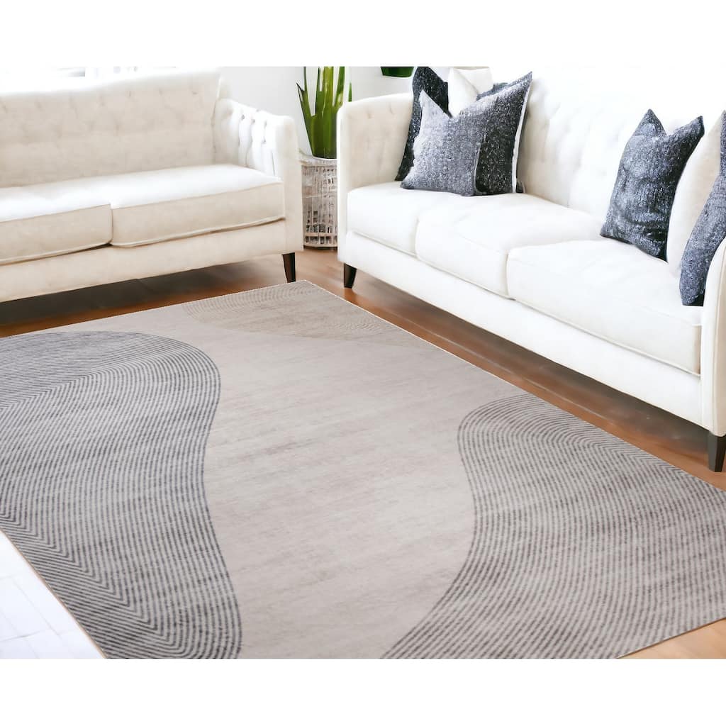 Qozo Distressed Abstract Modern Stain Resistant Area Rug By HomeRoots - 5' X 8'