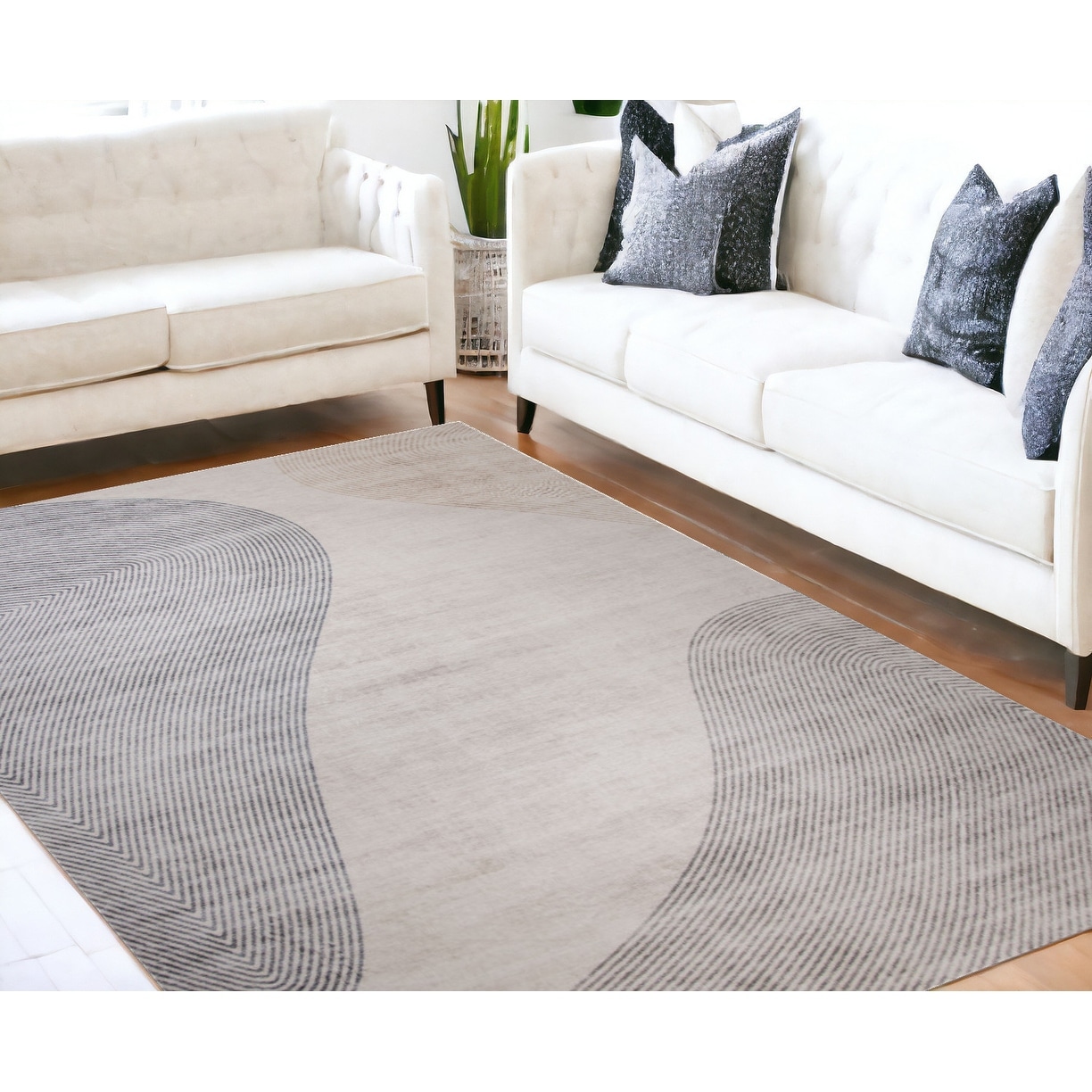 Qozo Distressed Abstract Modern Stain Resistant Area Rug By HomeRoots - 5' X 8'