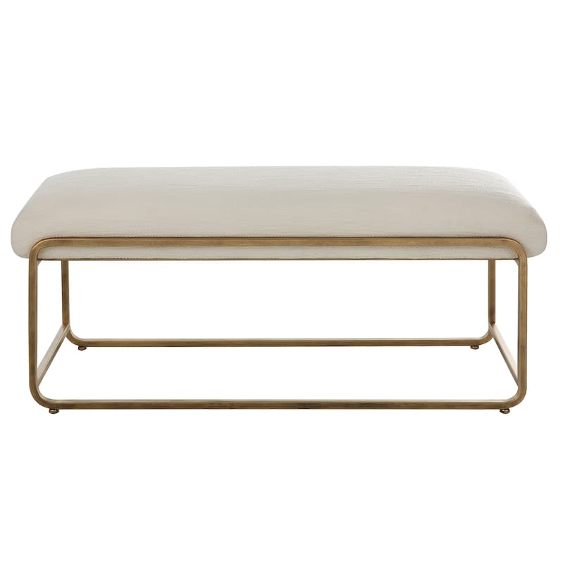 Porch & Den Antique Brass and Cream Cushioned Bench