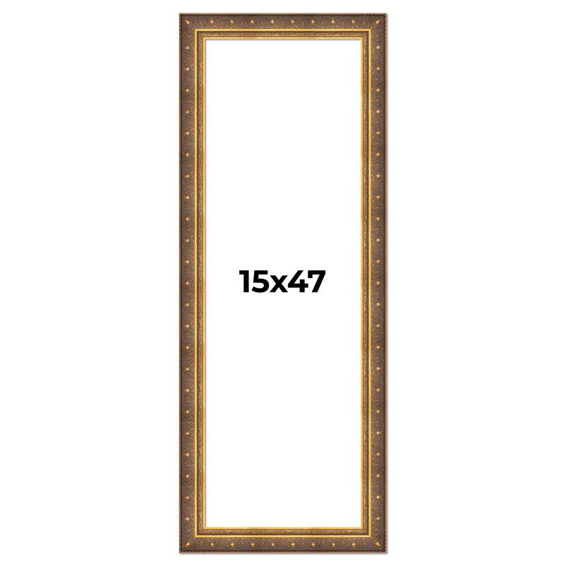 15x47 Frame Vintage Gold Solid Wood Picture Frame | 2.5 Inch Moulding