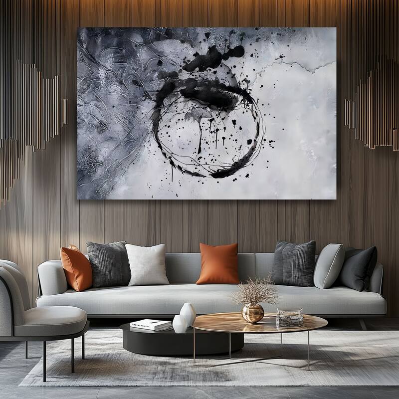 Grey Monochrome Momentum Hand Painted Abstract Canvas Wall Art 47"x31"