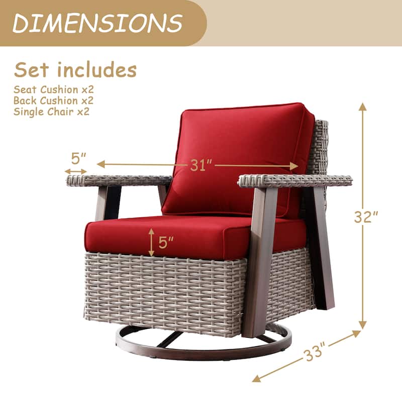 Cozywor Wicker Patio Outdoor Rocking Chair Swivel Lounge Chair