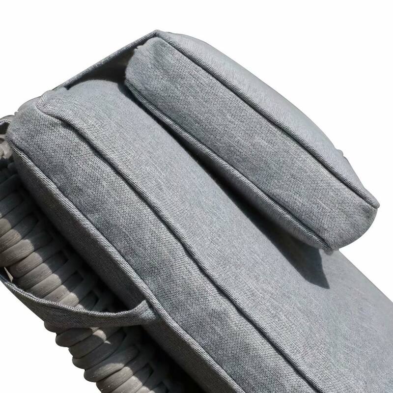 2 Pieces Wicker Cushioned Chaise Lounge Adjustable Recliner