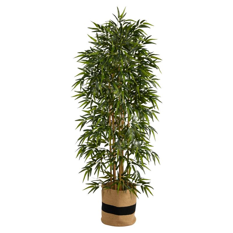 Bamboo Artificial Tree 6ft Indoor Outdoor Decorative Plant with Planter - Green - 61 Inches and Over