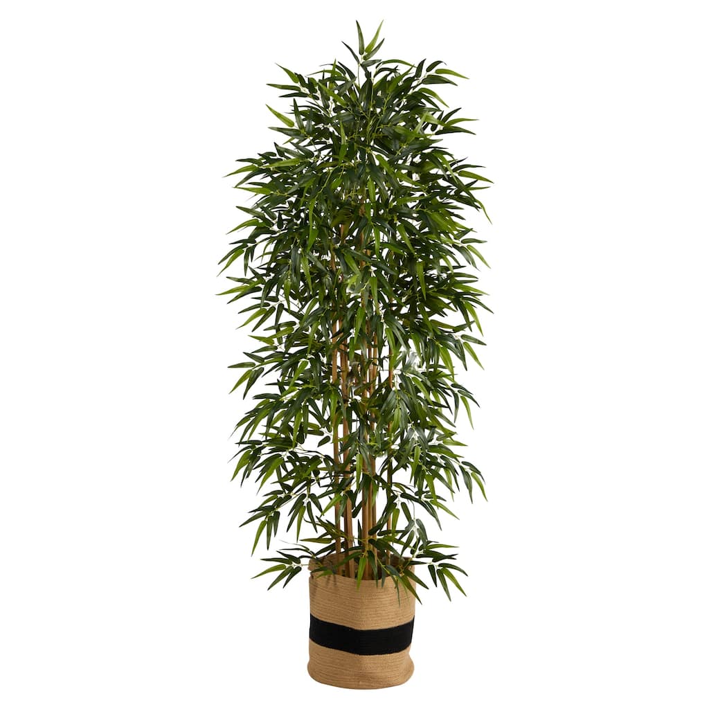 Bamboo Artificial Tree 6ft Indoor Outdoor Decorative Plant with Planter - Green - 61 Inches and Over