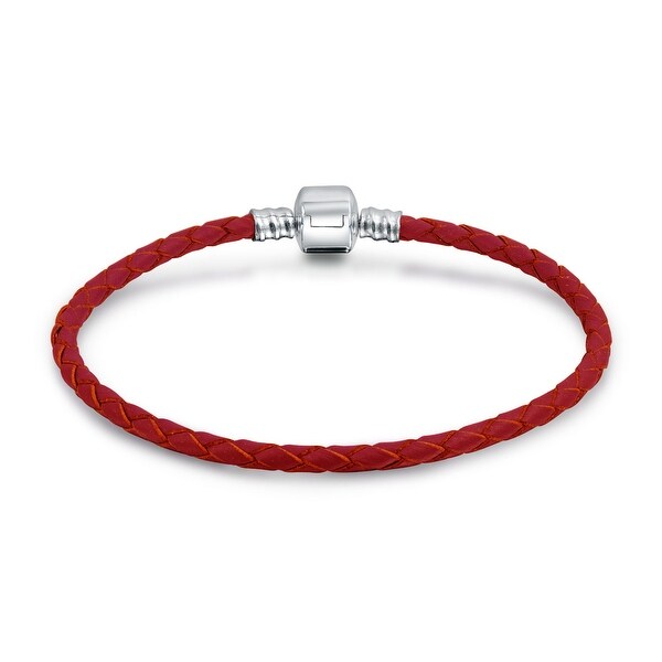 red braided leather charm bracelet