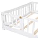 Twin/Full/Queen size Floor Platform Bed with Fence and Door for Kids, Toddlers