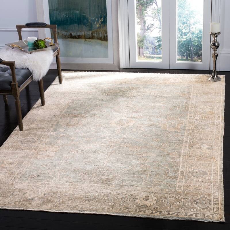 SAFAVIEH Couture Hand-knotted Oushak Clazina Traditional Oriental Wool Rug - 6' x 9' - Blue/Grey