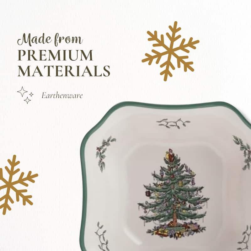 Spode Christmas Tree Square Salad Bowl - 9.5" L x 9.5" W x 2.75" H