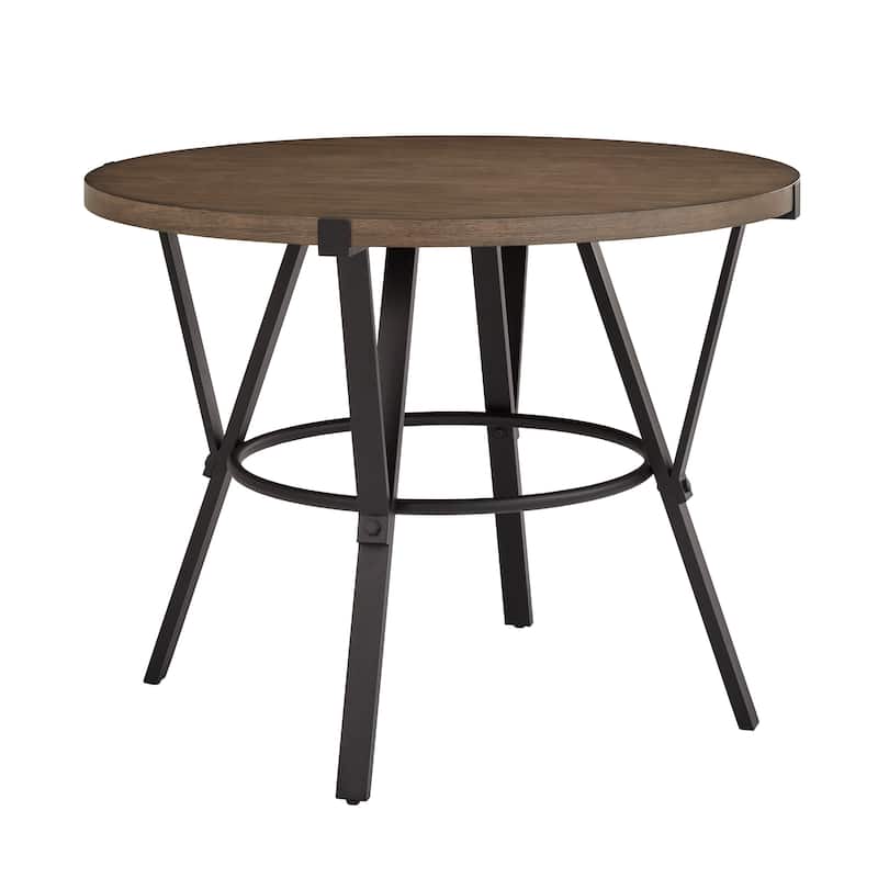 Bacalar Black Finish Metal Round Counter Height Table with Vegan Leather Swivel Chair Set by iNSPIRE Q Modern