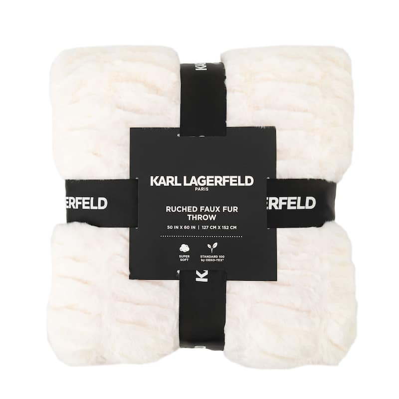 KARL LAGERFELD PARIS Ruched Faux Fur Throw