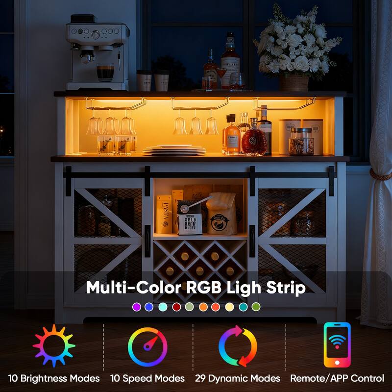 55" Kitchen Storage Buffet Cabinet Sliding Barn Door Pantry for Dining Room