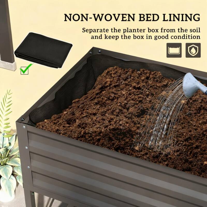 Elevated Gardening Bed with Bottom Storage Shelf for yard patio garden