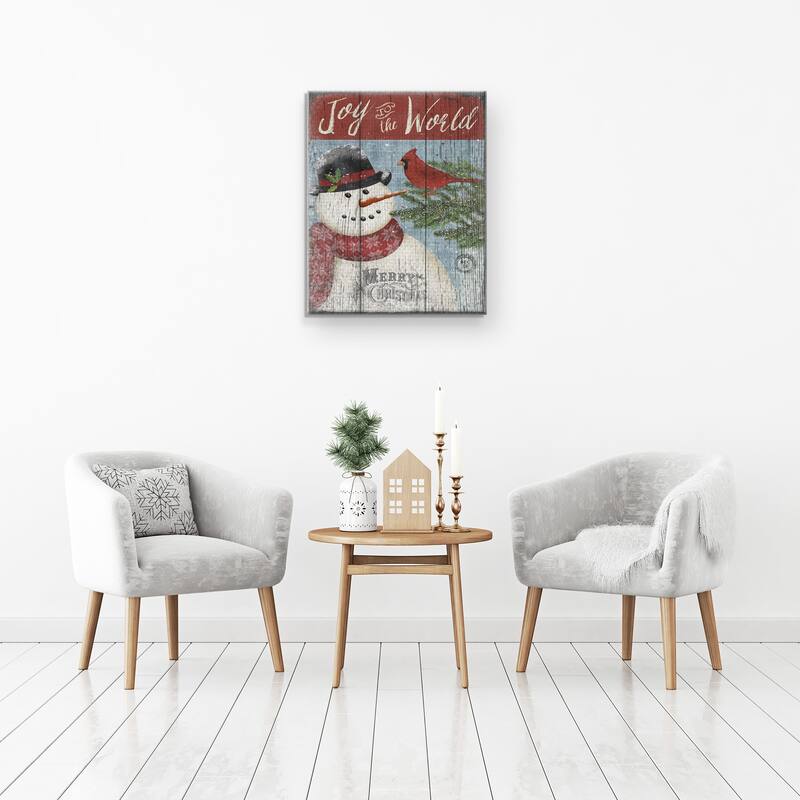 Joy to the World Snowman Canvas Art Print
