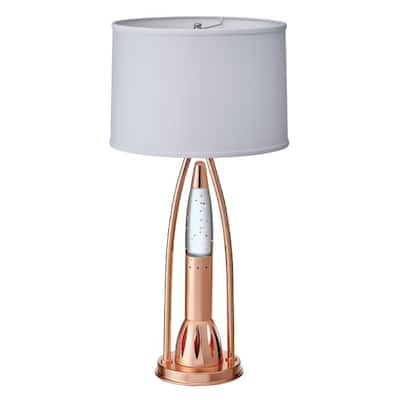 Gerry Table Lamp with 3 Bulb 4 Way Socket Switch, Copper Metal 30 Inch