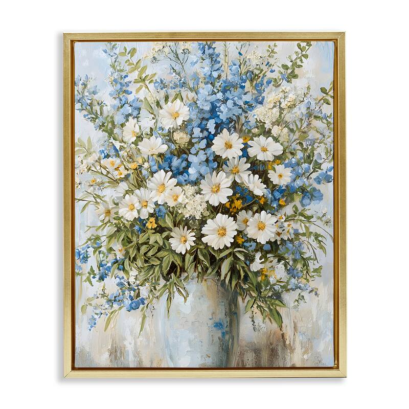 Stupell Heritage Style Bouquet Framed Floater Canvas Wall Art Design By Franklyn Gregory - 25 x 31 - Gold